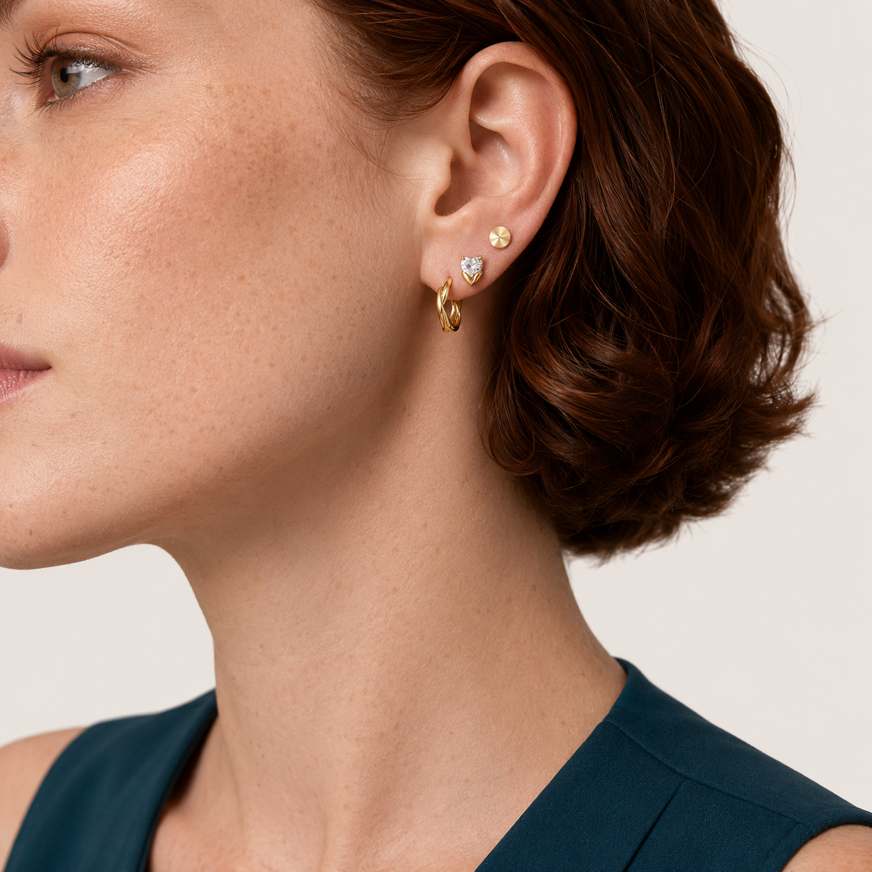 Star and Heart Earring Set worn by model